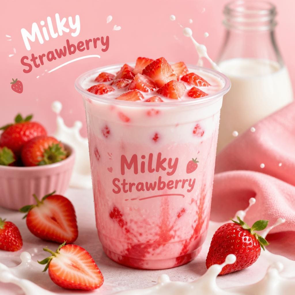 Milky Strawberry dengan rasa susu dan stroberi segar
